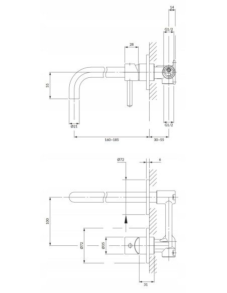 Bateria umywalkowa podtynkowa Omnires złoty Y1215HGL