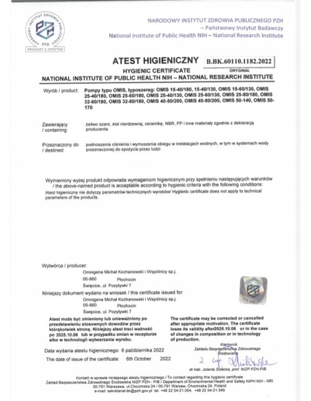 Pompa obiegowa Omnigena OMIS 25-40/180