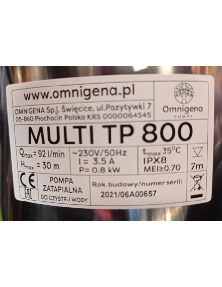 Pompa zatapialna TP 800 Multi Omnigena z PŁYWAKIEM