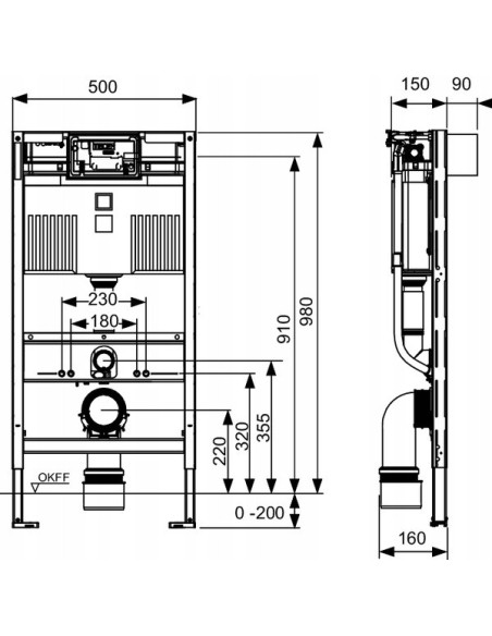 Stelaż podtynkowy do toalety Tece Profil 9300382