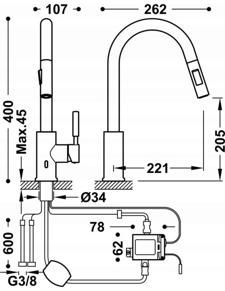 Tres Bateria kuchenna elektroniczna z 2 rodzajami strumienia 09244501AC