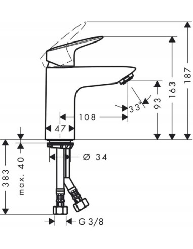 Bateria umywalkowa stojąca Hansgrohe Logis srebrny 71101000