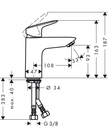 Bateria umywalkowa stojąca Hansgrohe Logis srebrny 71101000