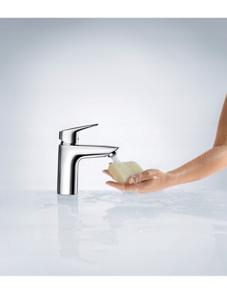 Bateria umywalkowa stojąca Hansgrohe Logis srebrny 71101000