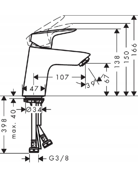 Bateria umywalkowa stojąca Hansgrohe Logis srebrny 71071000