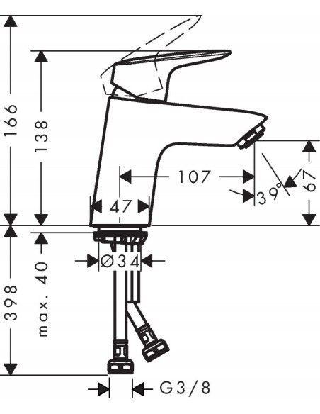 Bateria umywalkowa stojąca Hansgrohe Logis srebrny 71071000
