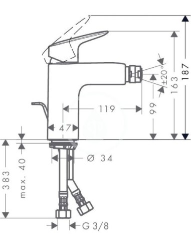 Bateria bidetowa Hansgrohe Logis srebrny 71200000