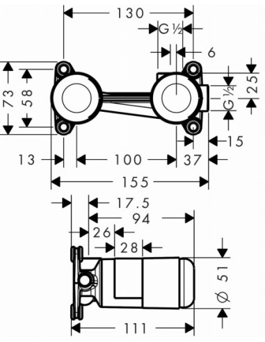 Bateria umywalkowa podtynkowa Hansgrohe elementy podtynkowe 13622180