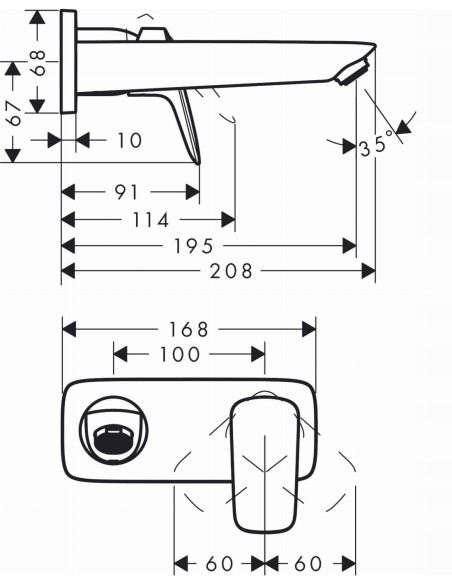 Bateria umywalkowa podtynkowa Hansgrohe elementy podtynkowe 13622180