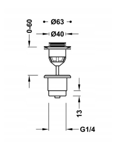 TRES Korek do umywalki Klik-Klak chrom 24284002