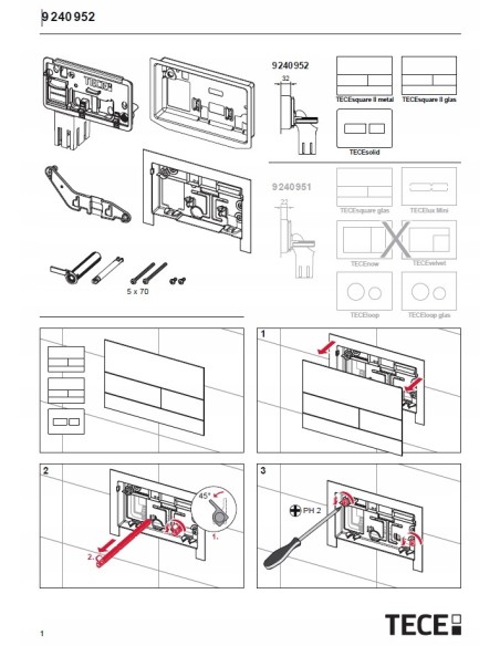 TECE płytka maskująca z koszem na kostkę czyszczącą 9240952 Square II Solid