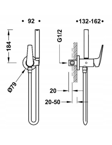 Bateria bidetowa Tres FUJI srebrny 28112301