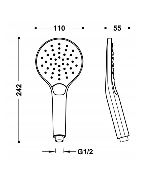 Tres Compl Ducha Słuchawka prysznicowa Eco-drop srebrny 29963112