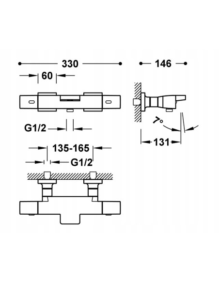 Bateria prysznicowa TRES Over-Wall srebrny 19017406