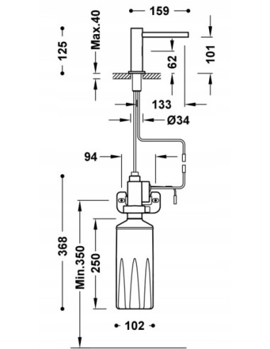 Bateria umywalkowa stojąca Tres srebrny 39274101