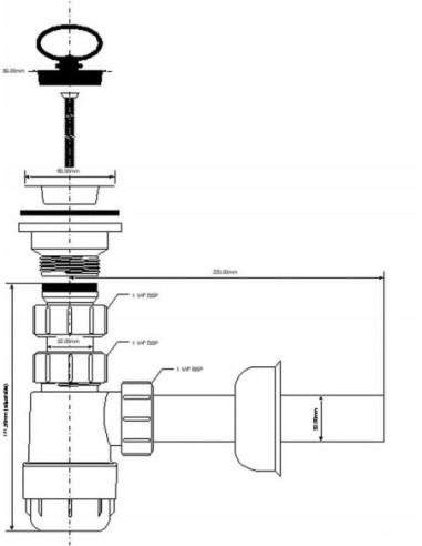 Syfon umywalkowy McAlpine 32 mm HC1L