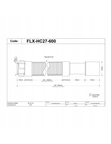 Syfon zlewozmywakowy McAlpine 110 mm FLX-HC27-600MM