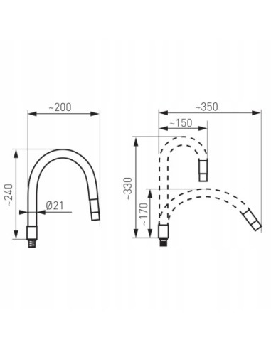 Wylewka do baterii zlewozmywakowej Ferro Elastico W100B-B czarna