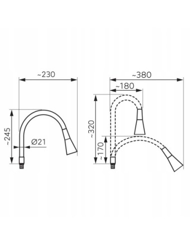 Wylewka baterii stojąca Ferro Elastico II beżowy W101P-B