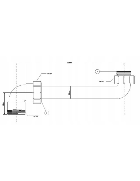 Przedłużka do syfonu umywalkowego McAlpine 5/4" x 5/4" 27,5 cm HC13-32
