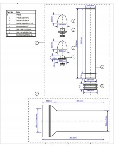 Przyłącze kanalizacyjne McAlpine długie 265 mm WC-CON2BL-NOSEAL