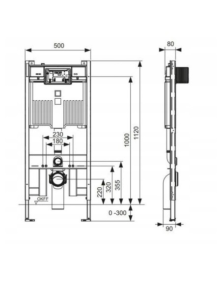 TECE profil stelaż WC Slim 8 cm OCTA II 9300502