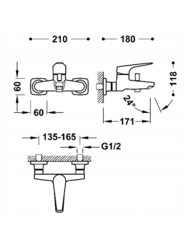 Tres Canigo bateria wannowa z natryskiem 21817001