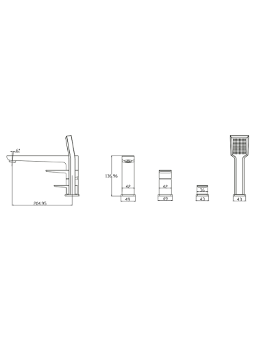 bateria wannowa 4-otworowa Omnires Parma chrom PM7432CR