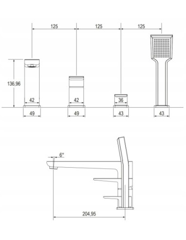 bateria wannowa 4-otworowa Omnires Parma chrom PM7432CR