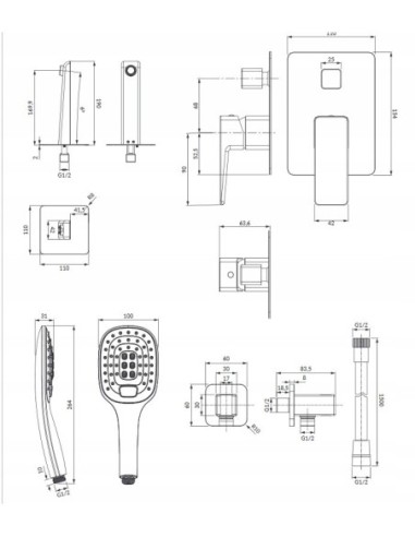 Bateria wanna-prysznic jednouchwytowa Omnires Parma srebrny SYSPMW01CR