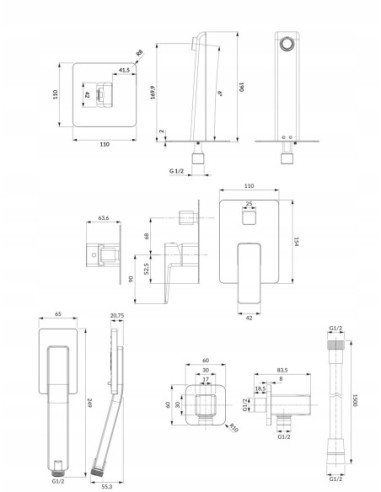 Bateria wanna-prysznic jednouchwytowa Omnires Parma srebrny SYSPMW01CR