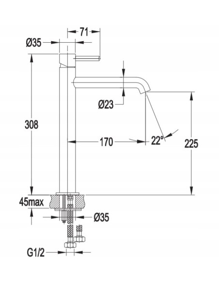 Bateria umywalkowa wysoka Omnires nikiel szczotkowany Y1212NI