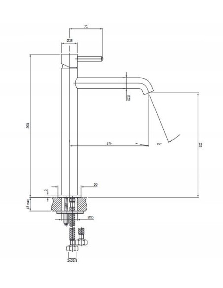 Bateria umywalkowa wysoka Omnires nikiel szczotkowany Y1212NI