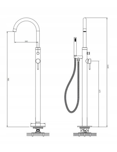 Bateria wannowa wolnostojąca Omnires złoty szczotkowany Y1233GLB