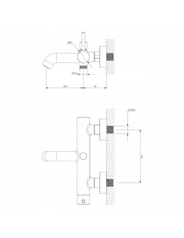 Bateria wannowa jednouchwytowa ścienna Omnires Y1231NI