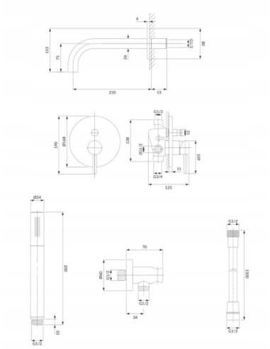 OMNIRES Y System wannowy podtynkowy NIKIEL SZCZOTKOWANY (NI) SYSYW01NI