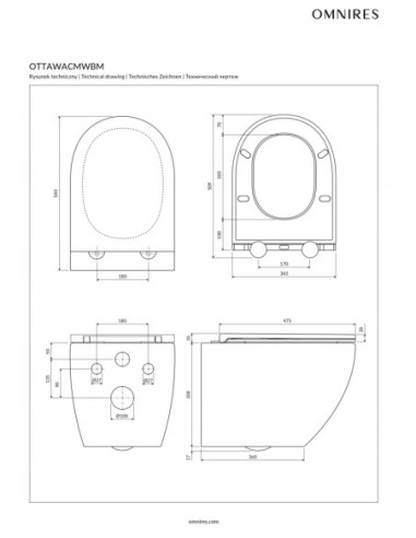 Miska wc podwieszana Omnires COMFORT z deską wolnoopadającą OTTAWACSPMWBP
