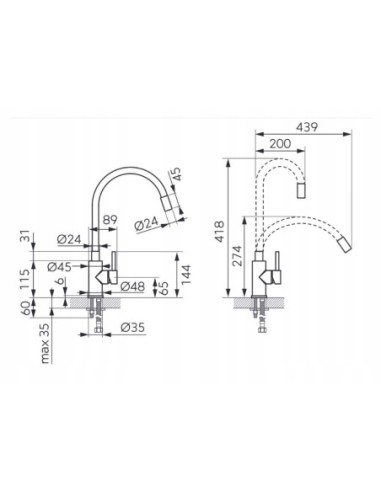 Ferro Zumba INOX Bateria kuchenna czarna BZA4BSS