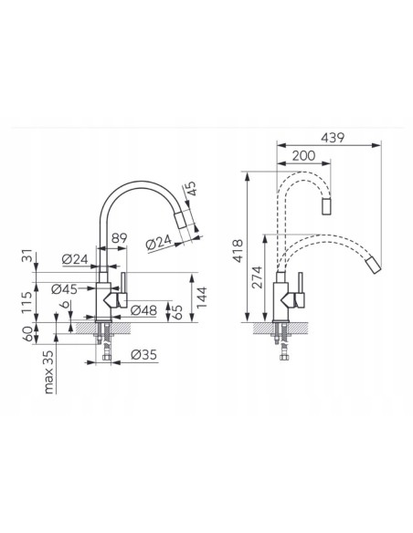 Ferro Zumba INOX Bateria kuchenna czarna BZA4BSS