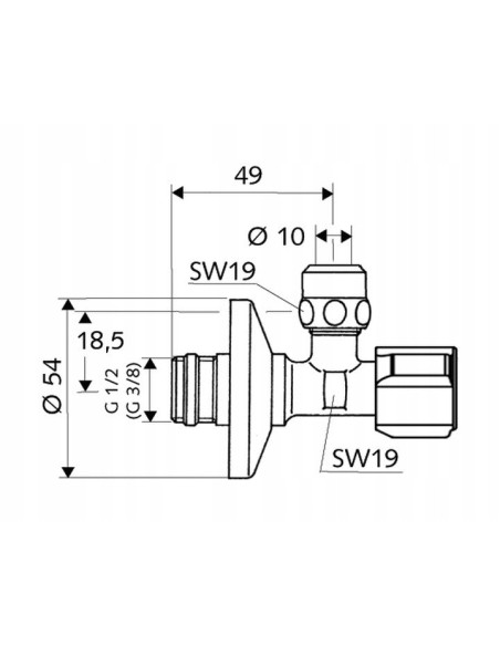 Schell zawór kątowy 1/2X3/8 z filtrem 054280699