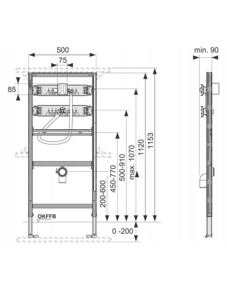 Tece Profil Stelaż podtynkowy do pisuaru 9320308