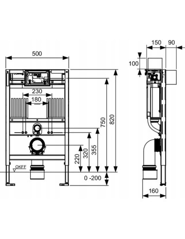 TECE Profil Stelaż podtynkowy do WC 82cm 9300380