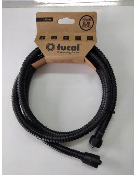 Wąż prysznicowy czarny mat TUCAI PREMIUM rozciągany 1,75 m 210014