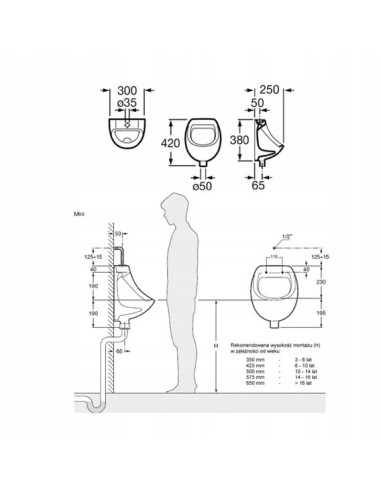 Roca Pisuar ścienny A353145000