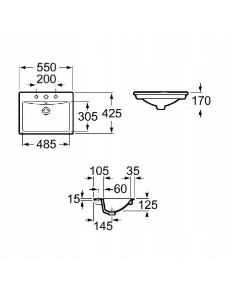 Umywalka Meblowa prostokątna Roca Diverta 55 cm biały A327116000