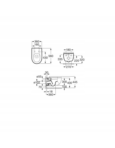 Miska podwieszana WC Roca Meridian-N A34H240000