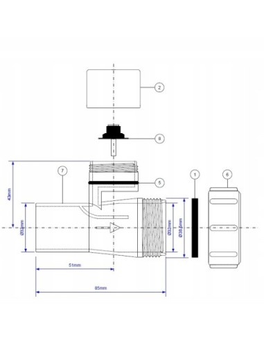 Złączka z zaworem napowietrzającym McAlpine V1ABSV-32-PL-WH