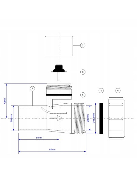 Złączka z zaworem napowietrzającym McAlpine V1ABSV-32-PL-WH