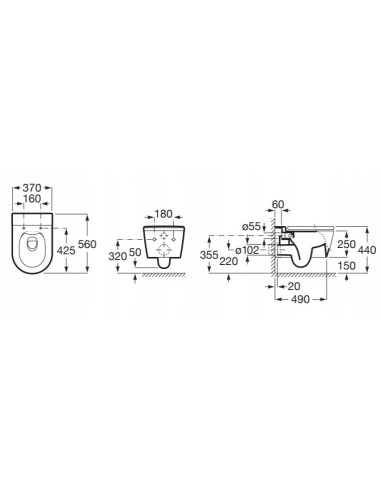 Miska podwieszana WC Roca Inspira A346527000