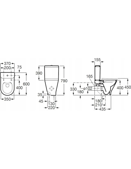 Miska kompaktu WC Roca Gap A3420N7000